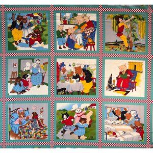 Fabric -VTG "Fairy Tale Friends" Patchwork Panel by Sandy Klop for Moda 39x44" W